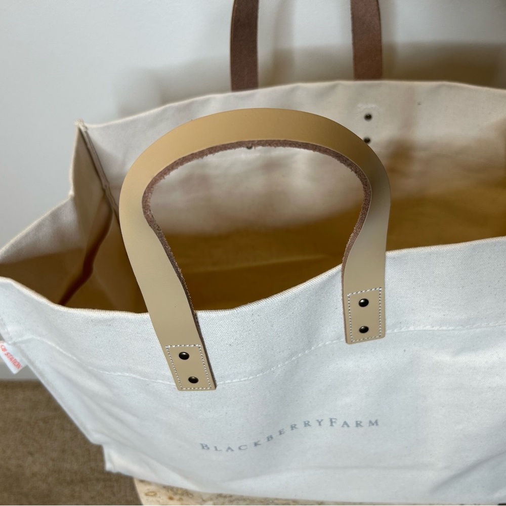 BF Blackberry Farm Canvas Tote with Leather Handles Smile Southern - Picture 5 of 11